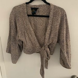 Blue life leopard wrapped top